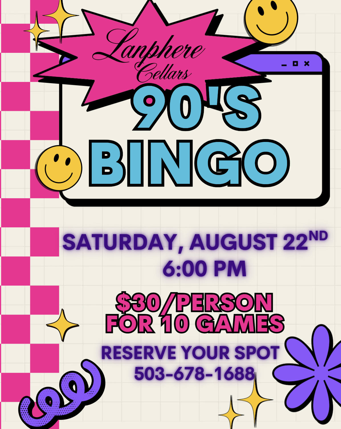 90's themed bingo night